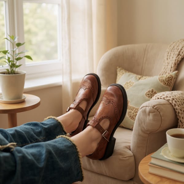 Giulia | Pantofi de casă din piele pentru toamnă