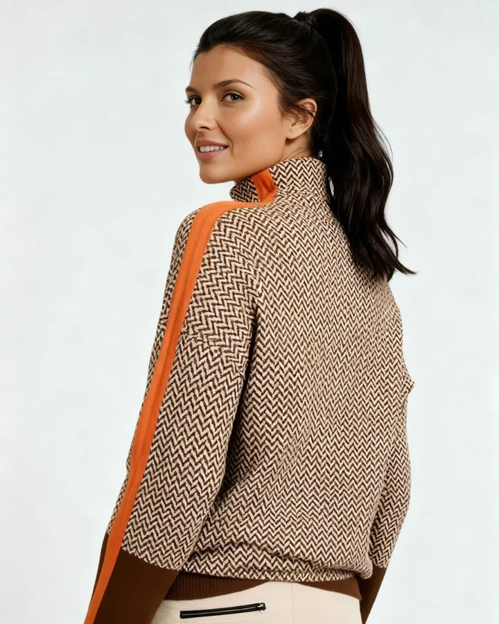 Lucía | Pulover cu guler înalt și dungi contrastante