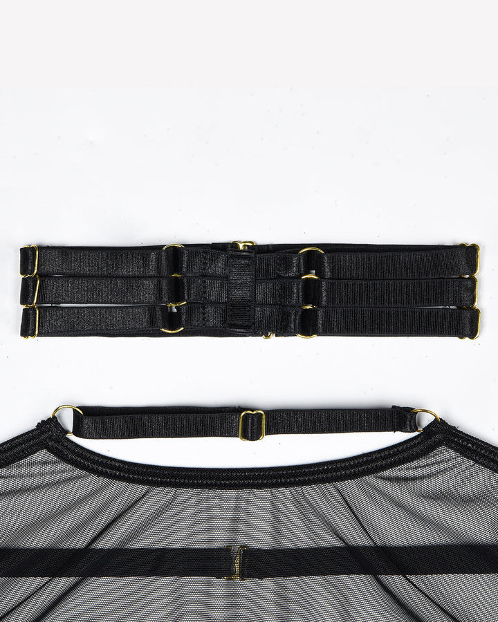 Eline™ | Set de Lenjerie din Mesh Transparent 4 Piese cu Sutien & Funda