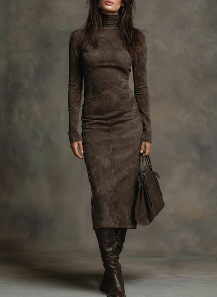 Susana | Rochie midi lungă maro