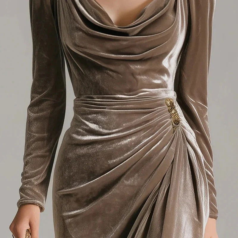 Renata - Rochie Lungă Elegantă din Catifea