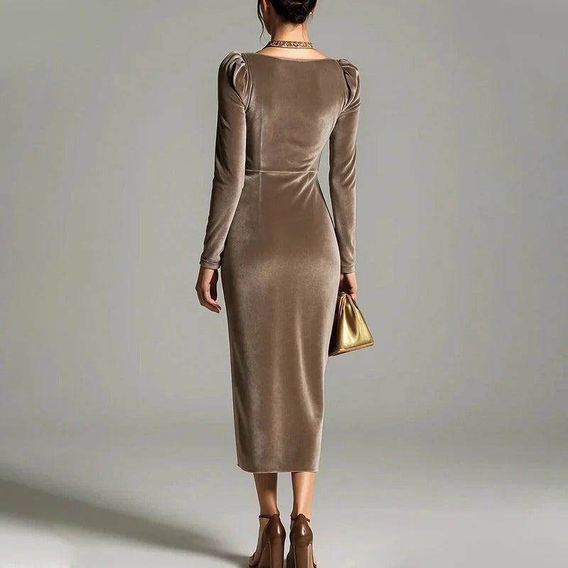 Renata - Rochie Lungă Elegantă din Catifea