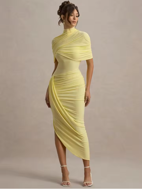 Taylor - Rochie Maxi Asimetrică cu Pelerină